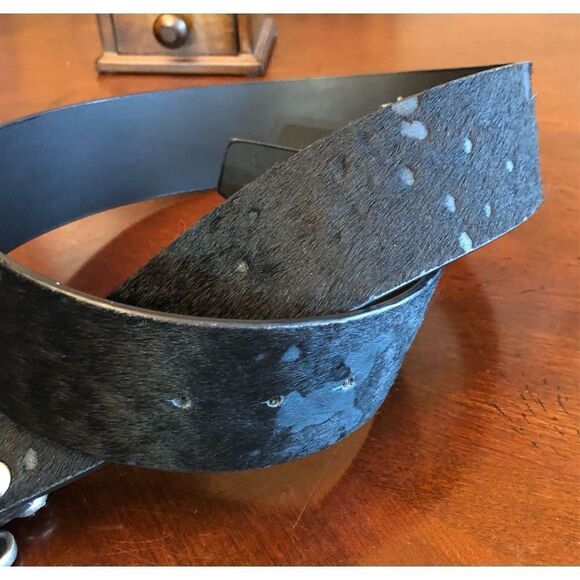 ROYAL PLUSH - L Sz M 31-34 Cowhair & Leather w/Pewter Rhinestones Fleur-de-lis - Picture 5 of 9